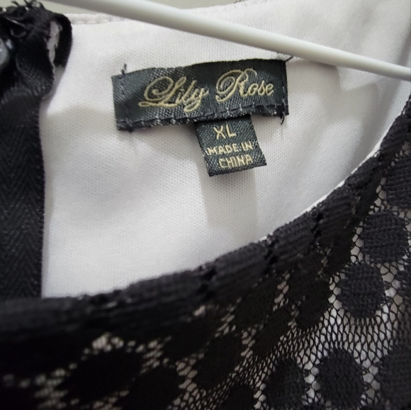 Lily Rose Black Lace Dress XL womens fit flare skater mini sleeveless tank lined - Picture 3 of 9